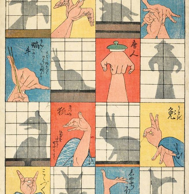 Despre Umbra … „8 umbre cu degetele” – Utagawa Hiroshige, 1842